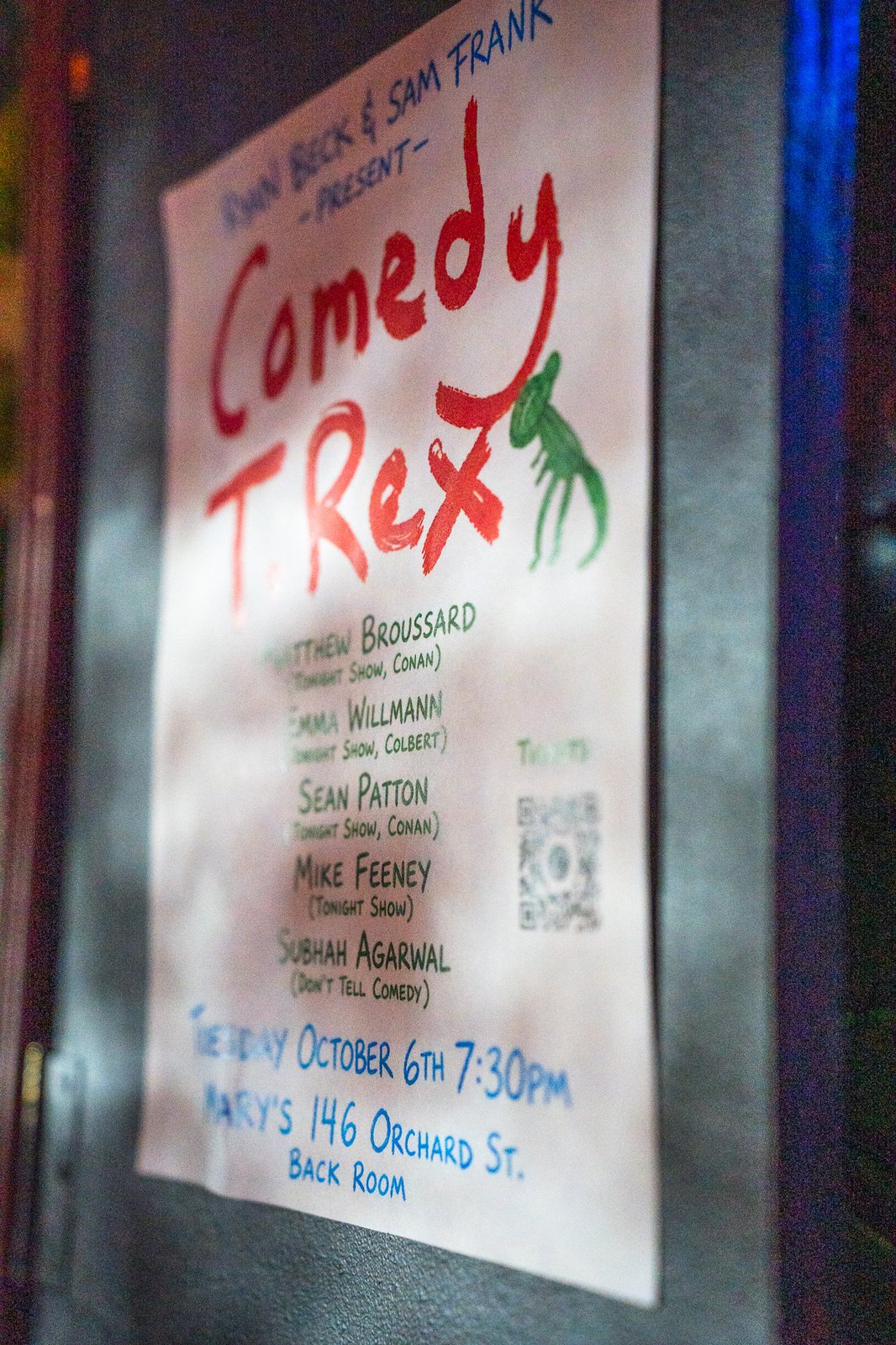 Comedy T-Rex, Mary’s, 146 Orchard St · October 6, 2026